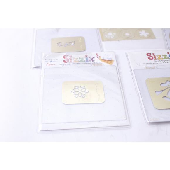 Sizzix, Simple Impressions, Embossing Folders, Set of 6, Flowers, Snowflake, - Picture 2 of 5